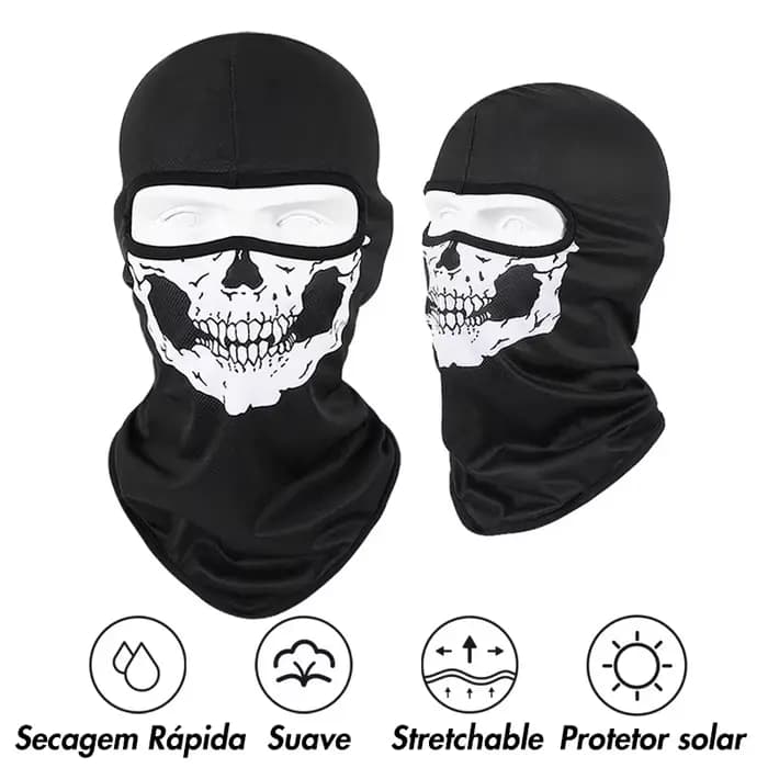 Cagoule de vélo masque complet imprimé crâne moto