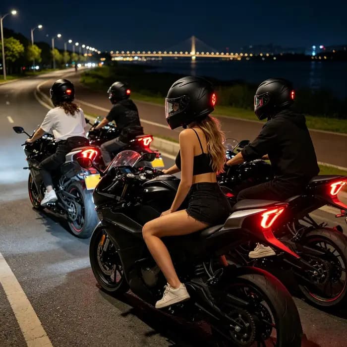 Lumière de casque de moto rechargeable