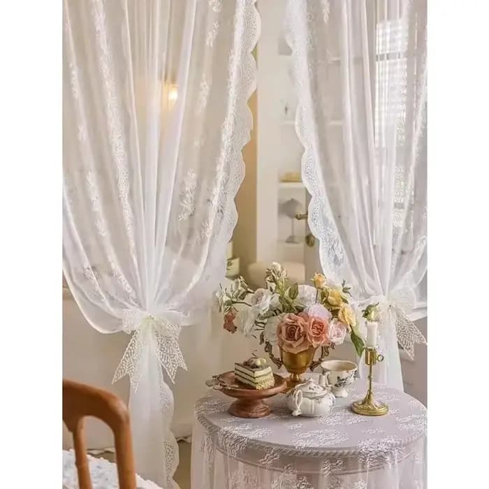 1 paire d'accessoires de rideaux, embrasses élégantes en dentelle blanche pour décoration de rideaux, Style nœud papillon rétro français