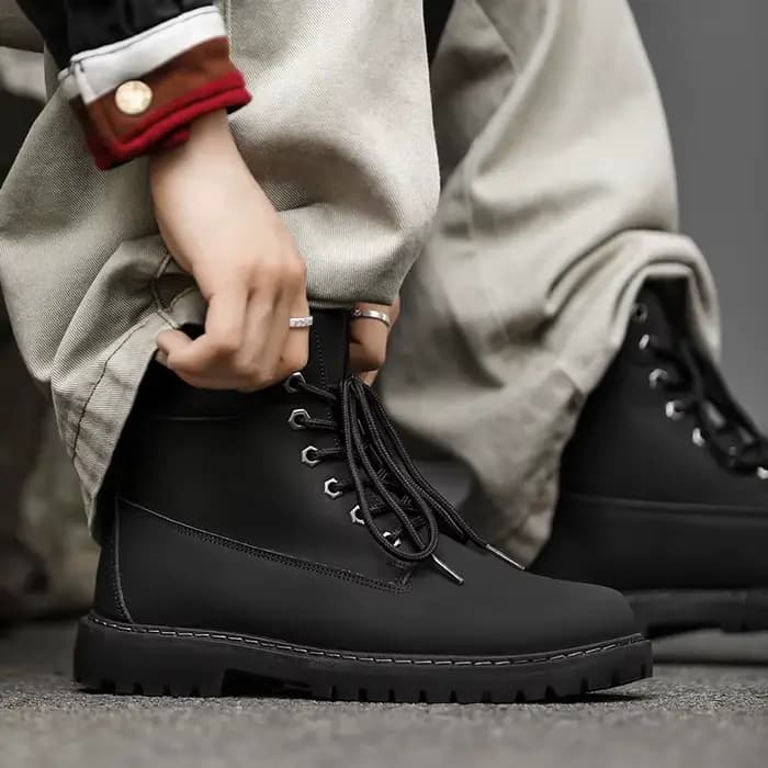 Hommes bottes hautes chaussures en cuir