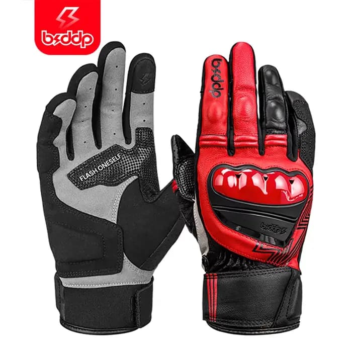 Gants de moto en cuir véritable TPU pour hommes et femmes