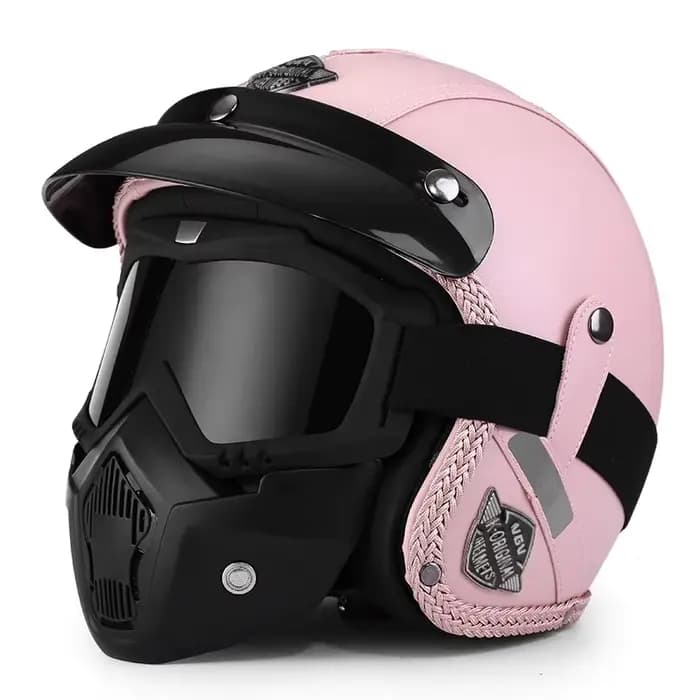 Casque de moto vintage VGV amovible Masque Cruiser 3/4