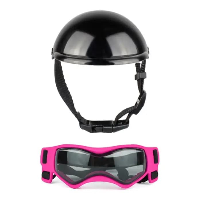 Casque pour chien avec trou d'oreille casque + lunettes soleil casquette pour chien chapeau rigide pour