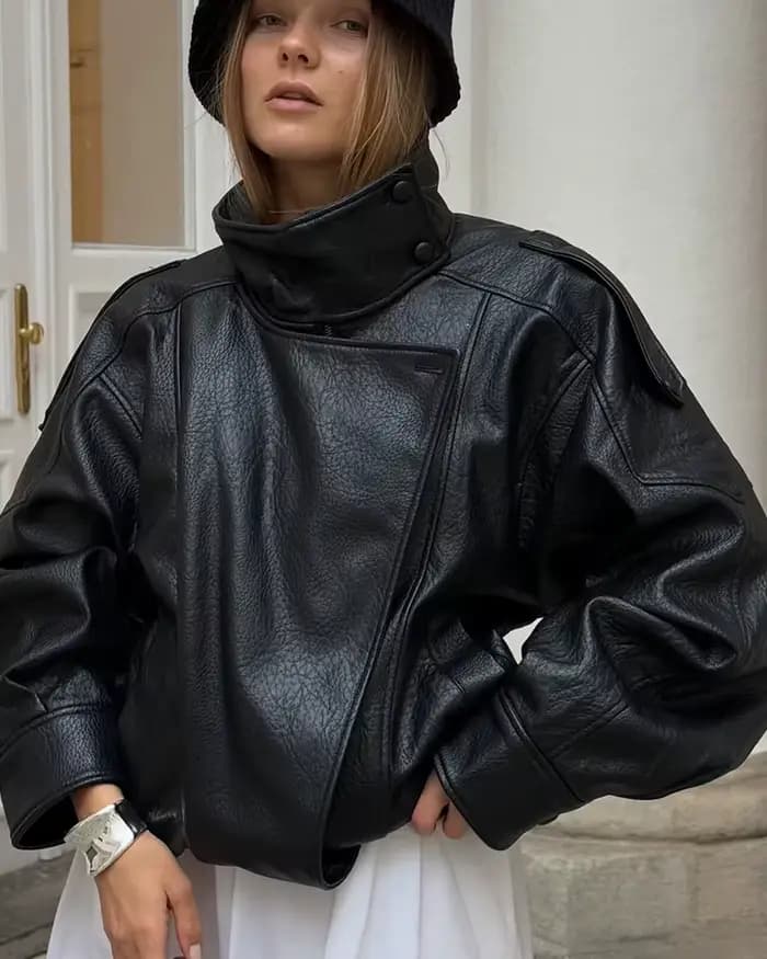 Nouvelle veste en similicuir PU pour femme