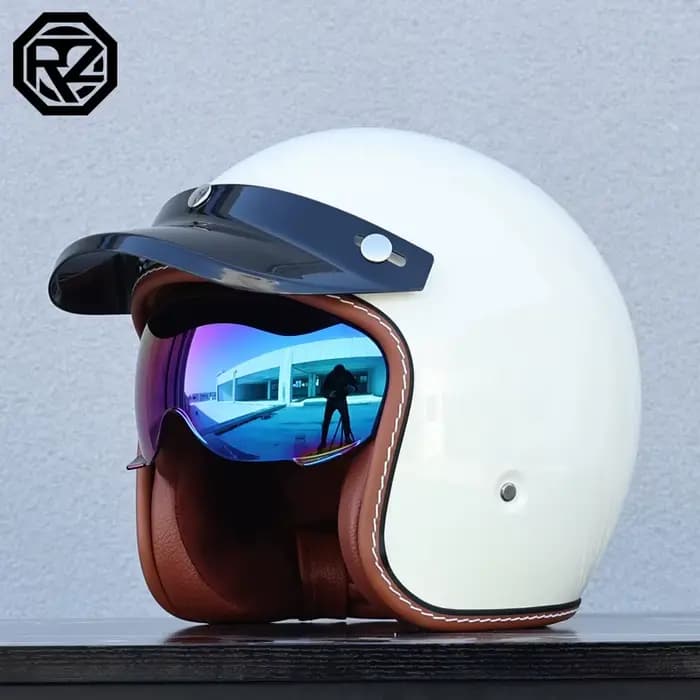 Casque de moto rétro trois-quarts