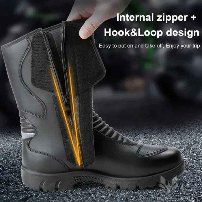 Bottes d'équitation de moto vintage en cuir pour hommes