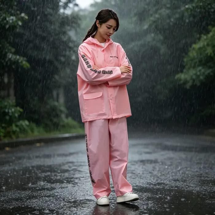 Combinaison de pluie imperméable en deux pièces pliable