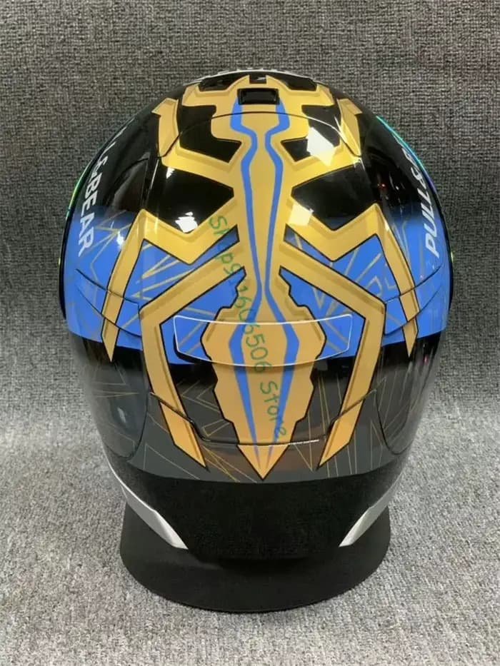 Casque De moto intégral X14 Marquez 93 or bleu équitation