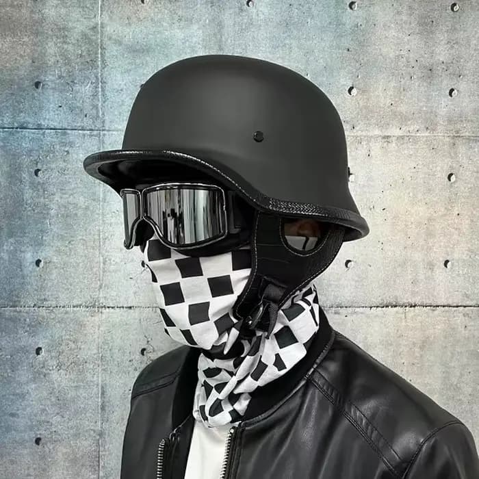 Casque de soldat rétro demi-casque moto homme et femme