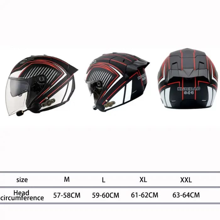 Kuqibao casque de moto avec lentille Bluetooth Hd intégrée casques de motocross Aprobado Por DOT ABS Crash Casco demi-casque