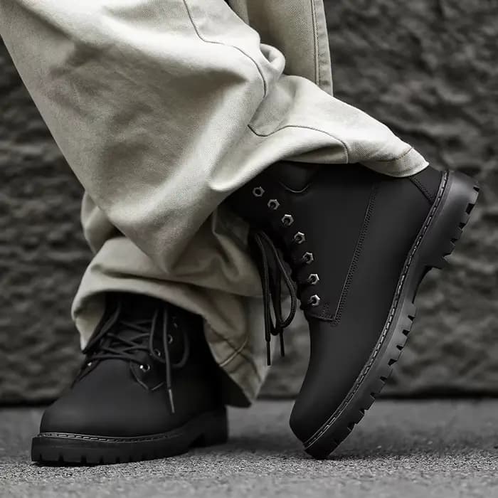 Hommes bottes hautes chaussures en cuir