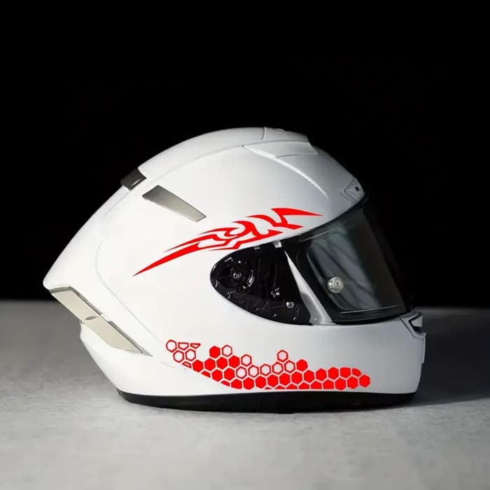 Autocollant géométrique rouge pour casque de moto