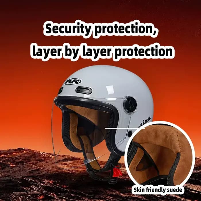 AK (Aikai) 728 – Casque de moto électrique unisexe trois-quarts avec double miroir et réglage