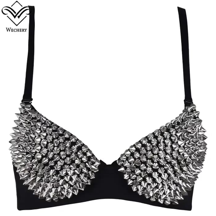 Soutien-gorge sexy, accessoires steampunk, corset à rivets, bustier push-up doré et argenté, vêtements de club pour femmes, lingerie sexy, sous-vêtements féminins