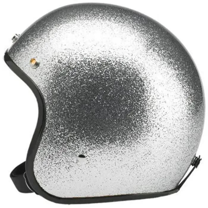 Casque de moto vintage argenté