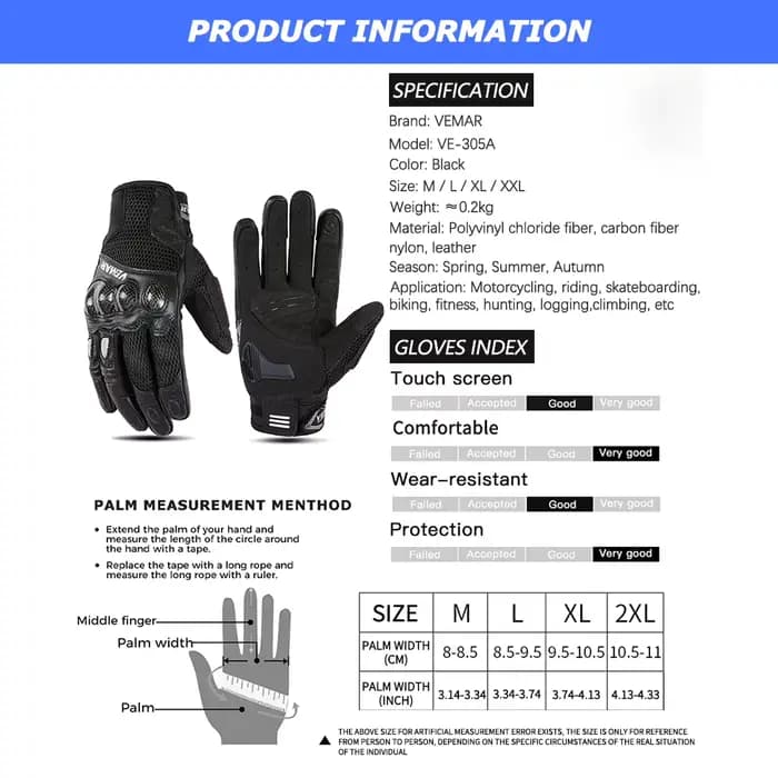 Gants Moto d’Été VEMAR pour Homme