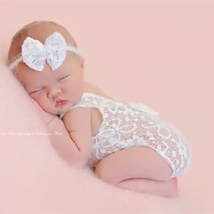 Accessoires pour bébé fille, Costume de photographie, ensemble bandeau pour nouveau-né garçon, barboteuse en dentelle, vêtements féminins, Costume Photo, tenue Ropa Bebes