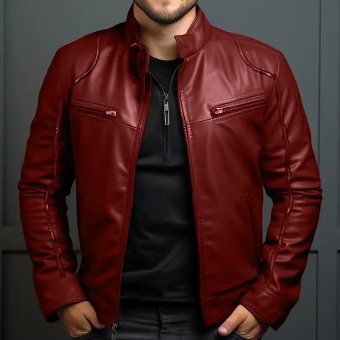 Veste de moto en cuir pour hommes