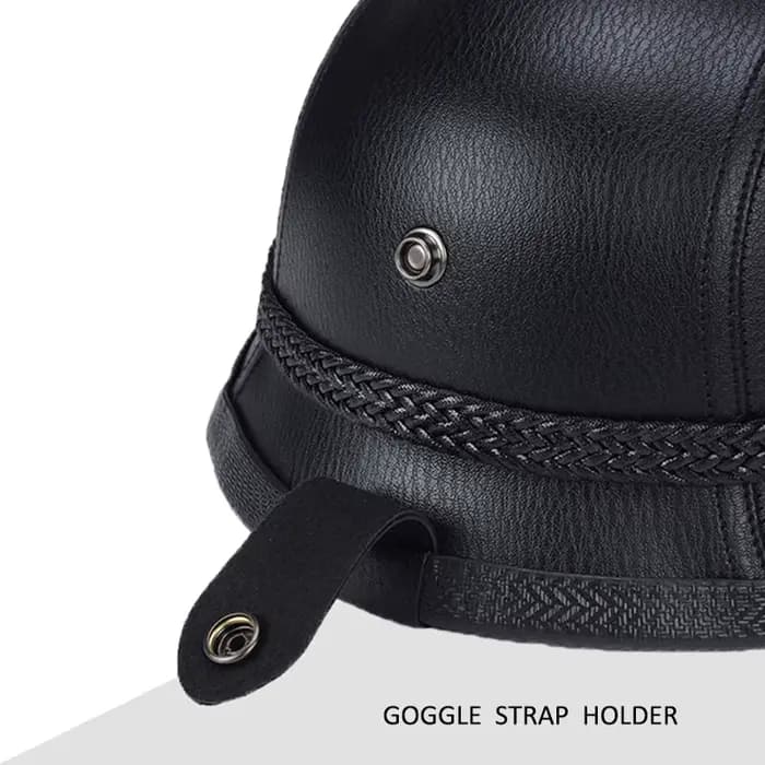 Casque demi-visage en cuir de Style allemand pour moto