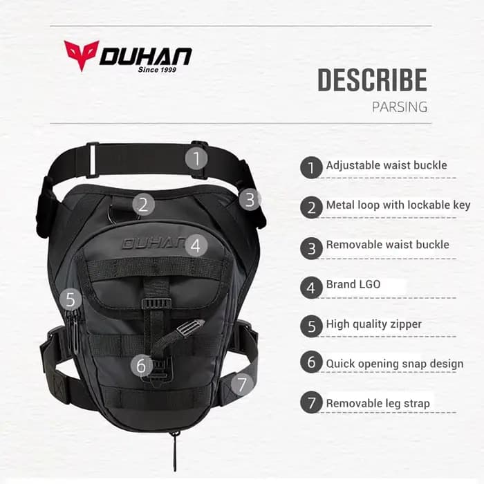 DUHAN Moto goutte jambe sac hanche Fanny Pack multi-fonction