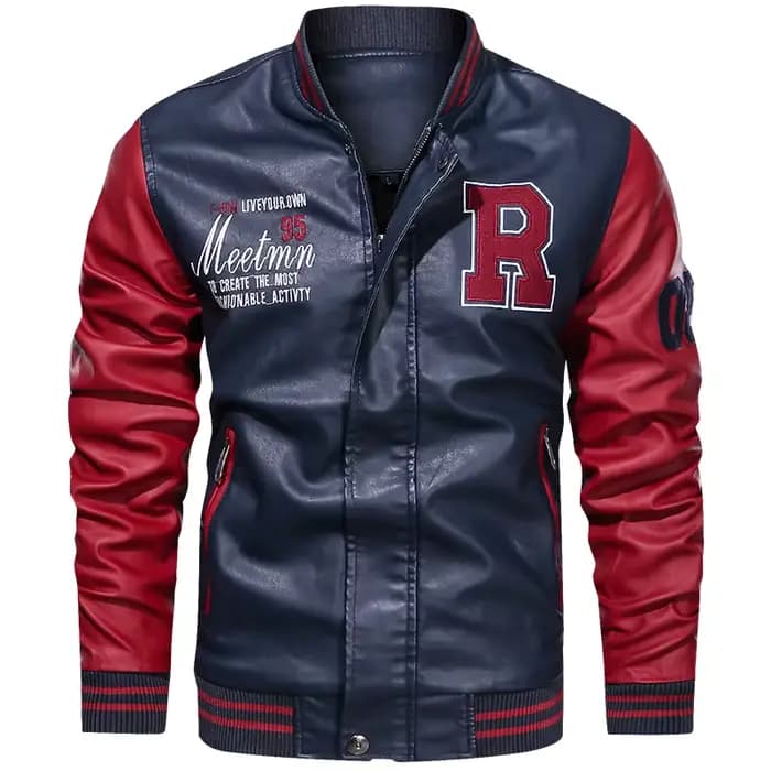 Veste de moto en cuir PU imperméable pour homme