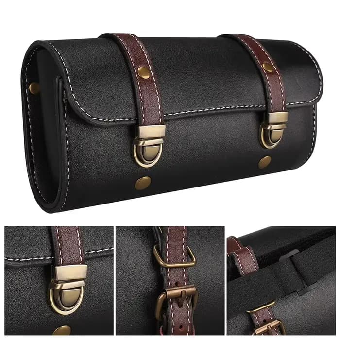 Sac à outils pour fourche avant de moto, sac en rouleau universel en Faux cuir pour guidon, étanche, adapté pour Harley Sportster Kawasaki Yamaha