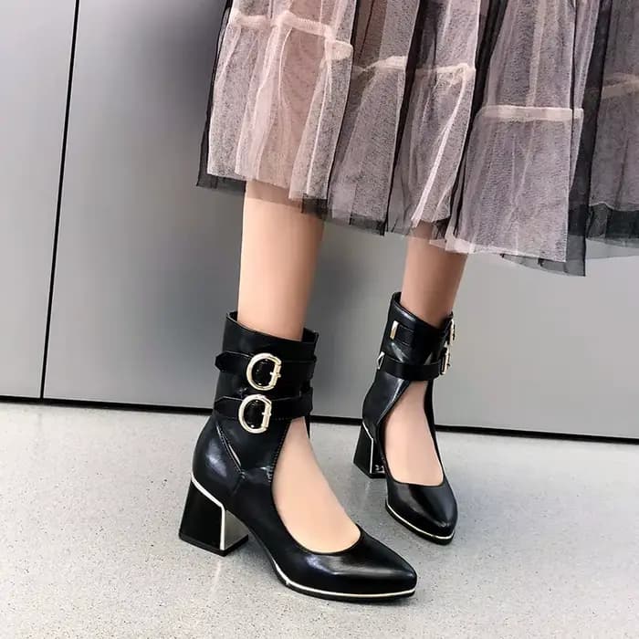 Bottes en cuir verni pour femmes, grandes tailles 48 petites 32, chaussures simples polyvalentes à talons hauts, nouvelle collection printemps et automne