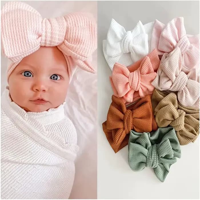 Accessoires pour cheveux de bébé fille, bandeau pour nouveau-né, couvre-chef en tricot, grand nœud, Double couche, bandeau pour enfants, coiffure Turban