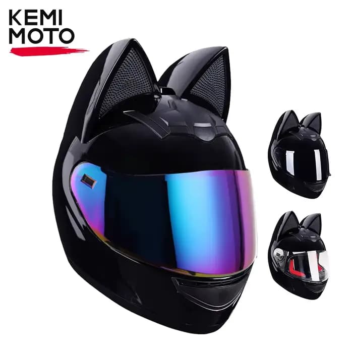 Casque de moto à oreilles de chat pour femmes