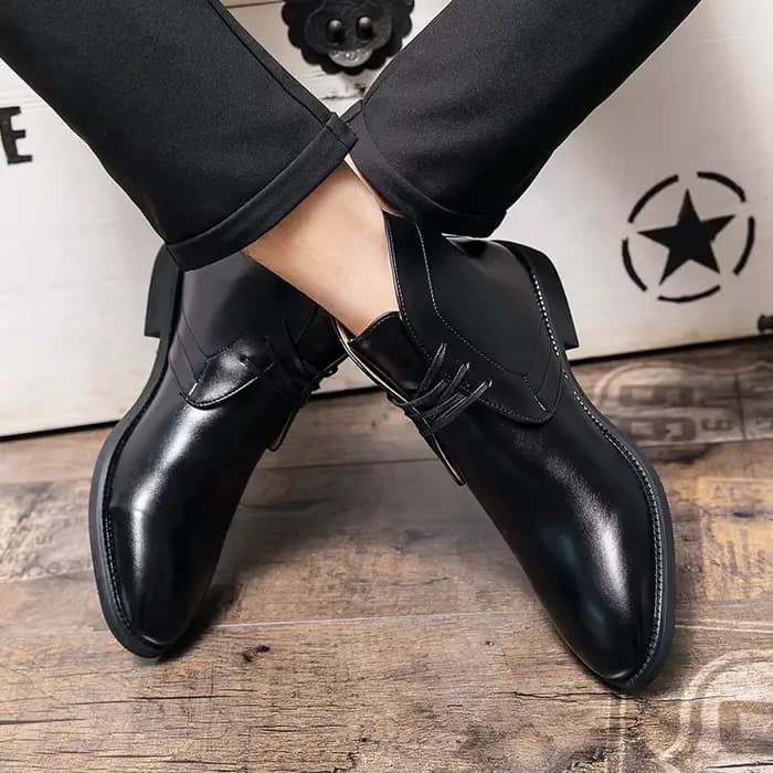 Mayba-Bottes d'hiver en cuir pour hommes