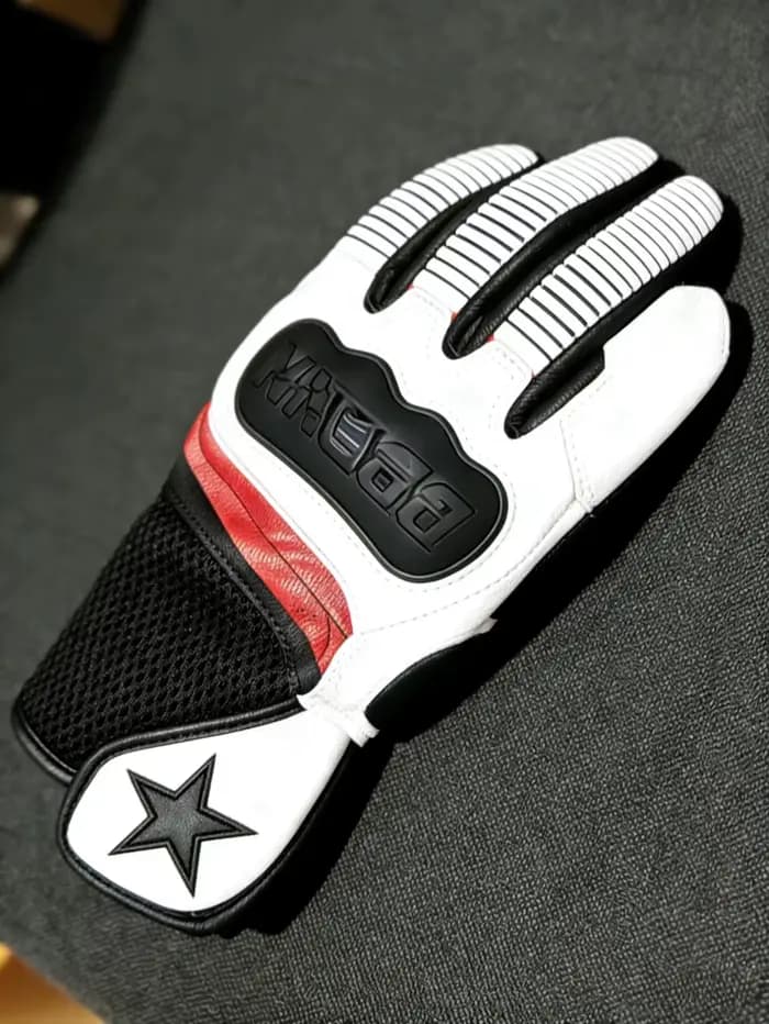 Gants longs en cuir véritable pour moto MMLG3P