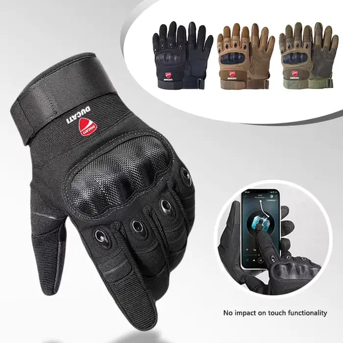 Gants de moto en cuir Vintage pour écran tactile Ducati