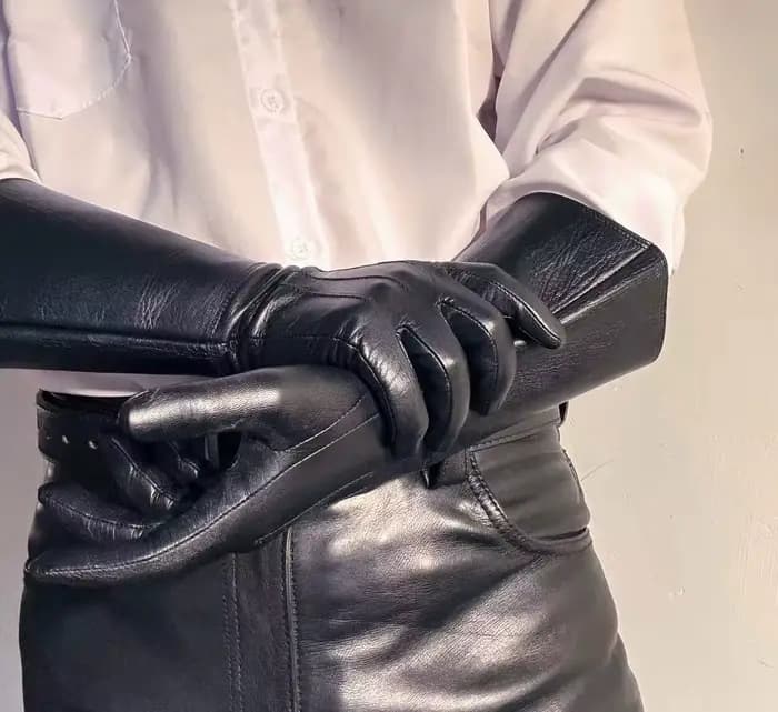 Gants longs de luxe en cuir véritable pour hommes