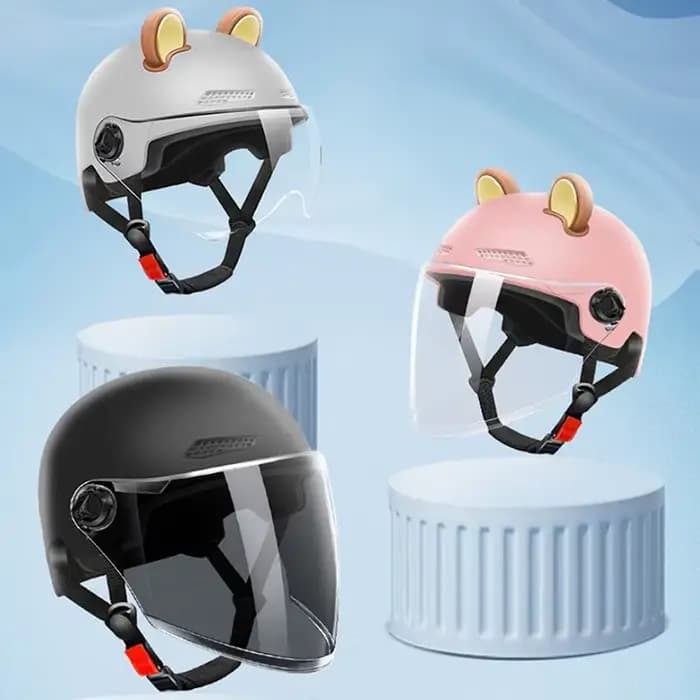Demi-casque adulte avec lunettes pour moto et vélo - Design de dessin animé