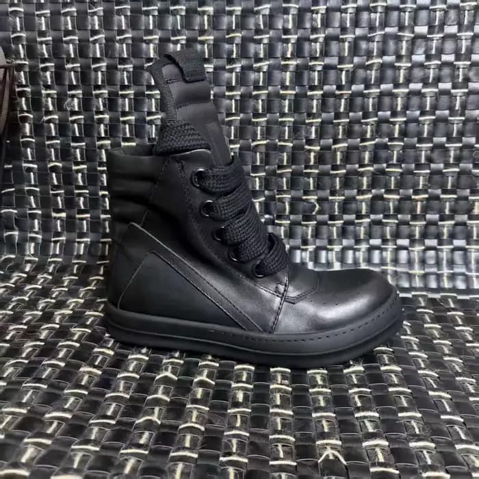 R-o Designer hommes chaussure entièrement en cuir noir bottine Sneaker haut chaussures décontractées lacets Jumbo fermeture éclair femmes bottes baskets plates