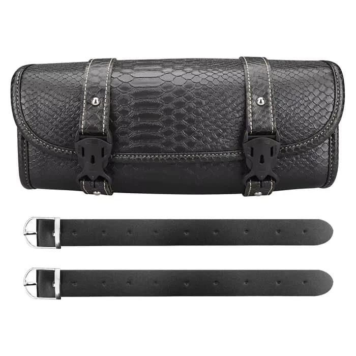 Sac à outils pour fourche avant de moto, sac en rouleau universel en Faux cuir pour guidon, étanche, adapté pour Harley Sportster Kawasaki Yamaha