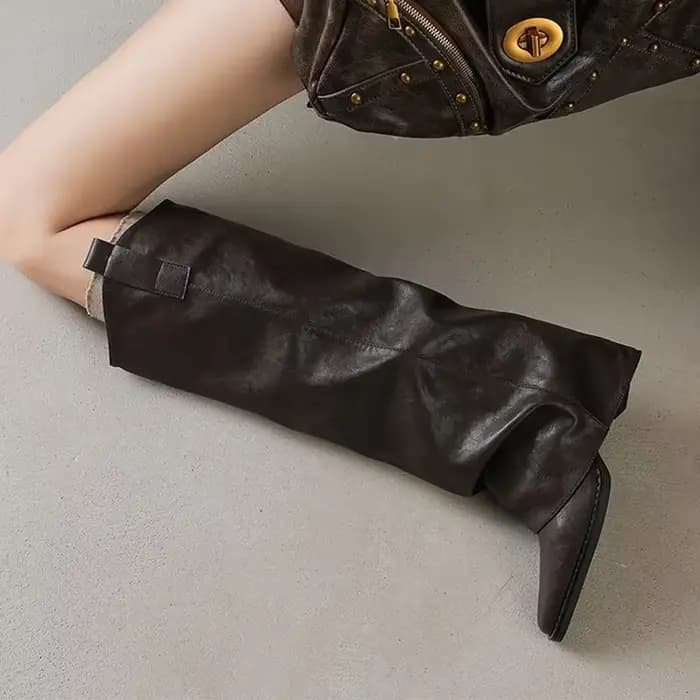 Bottes hautes élégantes à talons mi-hauts pour femmes, escarpins d'hiver à la mode, Chelsea, en cuir, pour la marche, nouvelle collection 2026