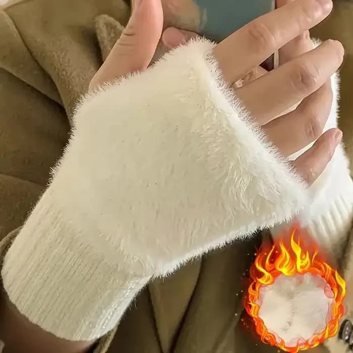1 pièce-gants demi-doigt chauds et résistants au froid pour femmes en automne et en hiver