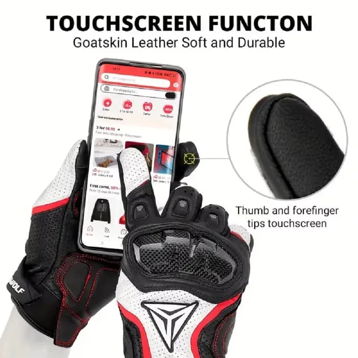 Gants de moto d'été tricotés pour écran tactile