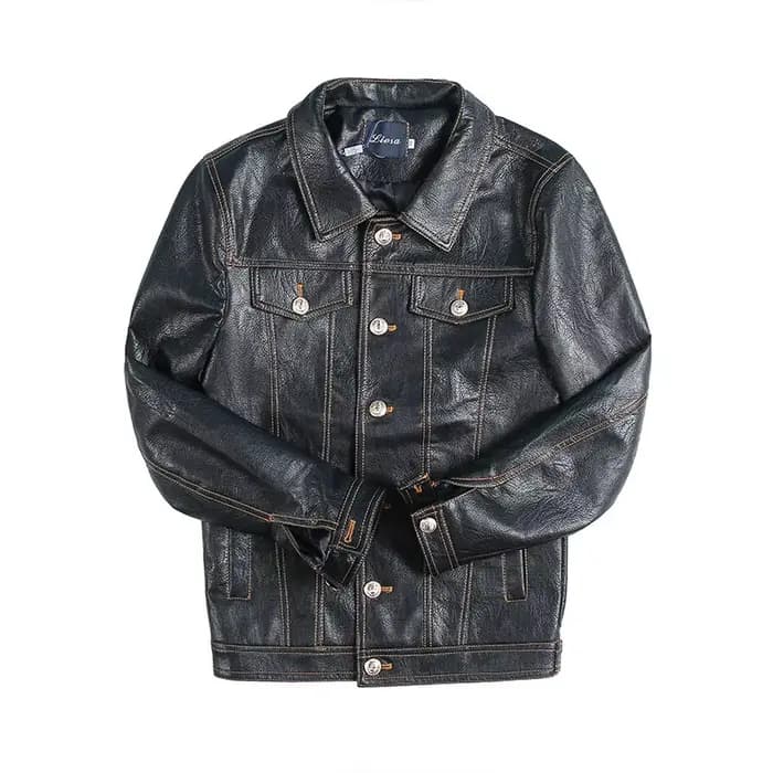 Nouvelle veste de pilote de moto en cuir marque de mode hommes concepteur Punk vent simple boutonnage nouveau noir doux col lapal vêtements d'extérieur