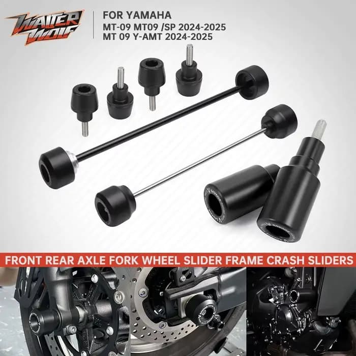 Glissières de protection d'axe de roue et de cadre pour moto Yamaha MT-09 2024-2026