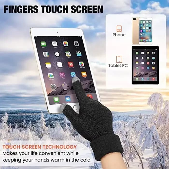 Gants doublés d'hiver pour hommes et femmes – Compatible avec écran tactile élastique épais