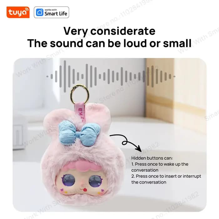 Robot en peluche intelligent Tuya AI avec yeux LED et commande vocale