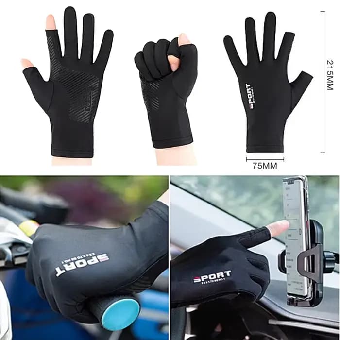 1 paire de gants de moto respirants en soie glacée