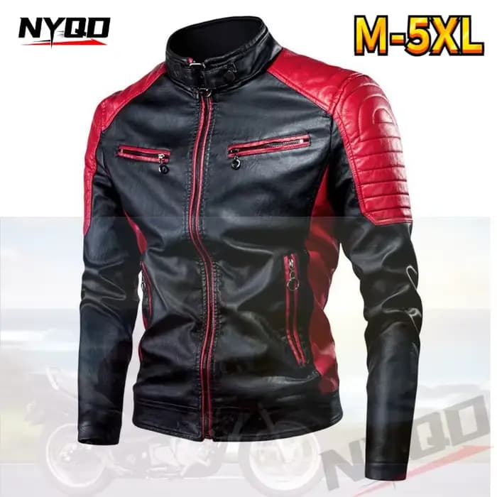 Veste de motard élégante couleurs contrastées classique