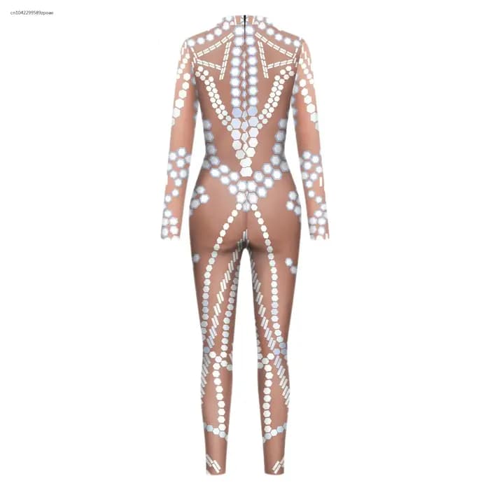 Combinaison de mode pour femme, motif à sequins, costume de cosplay, combinaison Zentai pour adulte, tenue de fitness, body à manches longues avec fermeture éclair, tenue de fête, tenue de yoga aérien