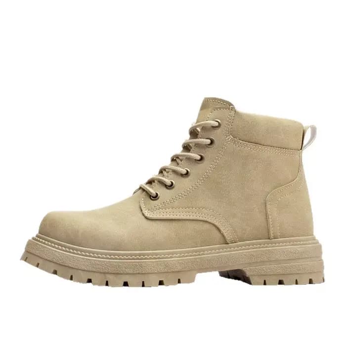 Bottes de moto mi-mollet en cuir mat rétro pour homme, style workwear, à lacets, à bout rond, semelles épaisses et chaudes pour l'automne et l'hiver