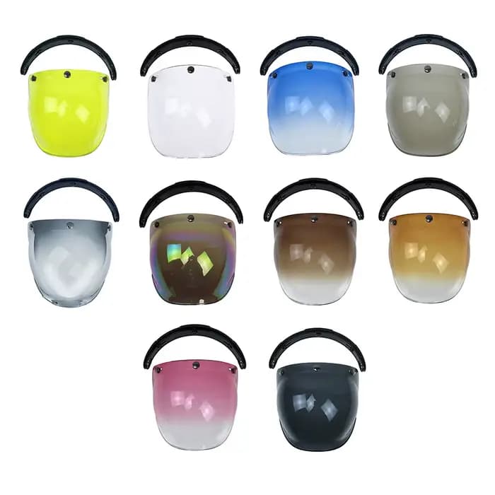 Visière de pare-vent à bulles à 3 boutons pour casque de moto Biltwell Gringo et Bonhike