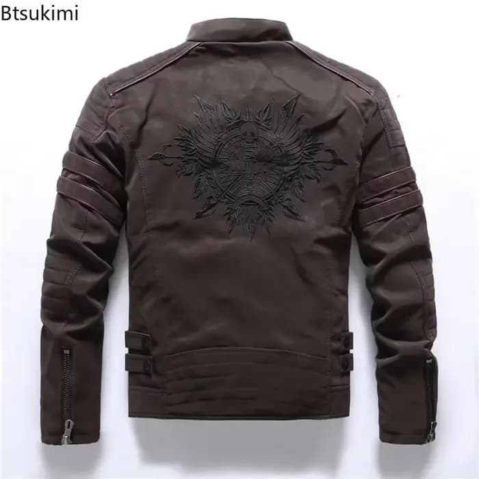 Veste de pilote en cuir PU pour hommes