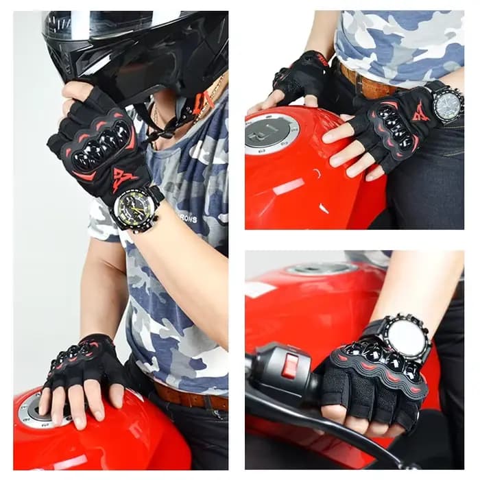 Gants de moto demi-doigt respirants
